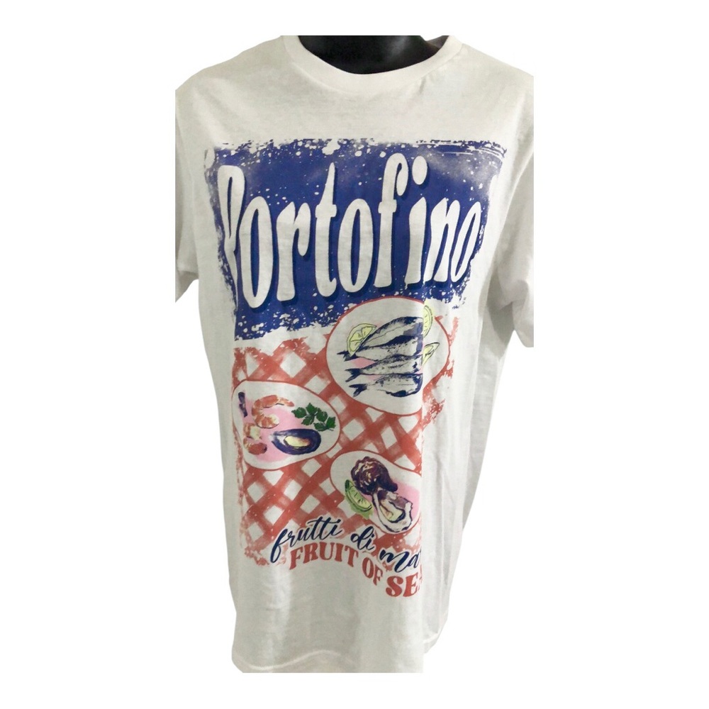 Portofino Frutti di mare fruit of the sea sardine white t-shirt size large brand View 5